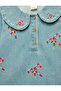 Cotton Long Sleeve Baby Collar Bow Embroidered Denim Dress - 6