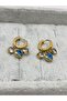 Steel Gold Zircon Stone Evil Eye Earrings - 4
