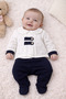 Newborn Baby Boy Jacquard 5-Piece Hospital Discharge Set with Epaulet Detail - 4