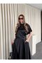 Full Satin Fabric, Cross-Slit, Flared Hem, Short-Sleeved, Brand Equivalent Design, Stylish Dress. - 3