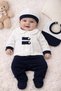 Newborn Baby Boy Jacquard 5-Piece Hospital Discharge Set with Epaulet Detail