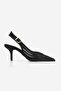 Women's Stiletto Pointed Toe Transparent Mesh Strap Classic Heeled Shoes Vimola Black Suede