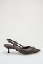 Women's Buckle Open Back Short Pointed Heeled Shoes Bitter Brown Skin - 6