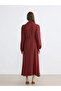 Lcwaikiki Classic Orange Shirt Collar Ruched Dress - 4
