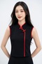 Japanese Style Mandarin Collar Qipao Style Plain Blouse - 2