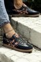 Women's Black Leopard Striped Flat Sole Casual Sports Shoes Nk4154