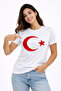 T-Shirt Short Sleeve Crew Neck Moon Star Flag Printed T-Shirt - White - 3