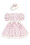 Powder Pink Baby Girl Floral Ruffle Sleeve Dress, Hairband Gift, Luxurious Birthday Ceremony - 2