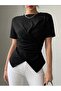 Women's Double-Breasted Detailed Draped Short Sleeve Blouse 0083