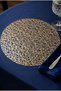 2-Piece Gold Color Knitted Patterned Stylish American Service Plate Set