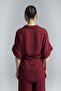 Tie-Waist Kimono Shirt - Burgundy - 8