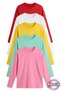 Long Sleeve Kids T-Shirt Set - Set of 5 - Cotton Crew Neck Long Sleeve Combed Cotton Kids T-Shirt Set