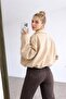 Zr Oversize Beige Suede Bomber Jacket - 3