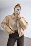 Zr Oversize Beige Suede Bomber Jacket - 5