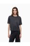 Women's Comfortable Fit Rhinestone Detailed Round Neck Short Sleeve Gray T-Shirt