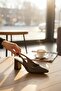 Women's Pointed Toe Mid-High Thick Heeled Open-Back Shoes