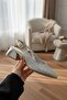 Women's Pointed Toe Glittery Mirrored Low Thick Heeled Open Back Shoes - 2