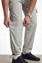 Men's Gray Parachute Fabric Cargo Pants with Pockets, Adjustable Leg Clips, Baggy Pants - 4