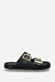 Elovelle Black Rustic Women's Stylish Double Buckle Orthopedic Comfortable Straw Ergonomic Non-Slip Sole Slippers - 2