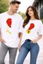Men's Women's Combination Oversize T-Shirt Twin T-Shirt Heart with Key Printed Single Price