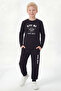 Zero Neck Sweatshirt with Elastic Cuffs, Printed Long Sleeve Boys' Top and Bottom Set - 2