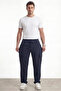 Men's Navy Blue Parachute Fabric Baggy Trousers with Cargo Pockets and Adjustable Leg Clips - 4