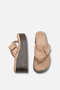 Avelessa Mink Rustic Women's Daily Buckle Detailed Wedge Sole Comfortable Stylish Suede Flip Flops - 4