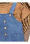 Palm Tree Printed Button Detailed Summer Denim Salopet Baby Boy Set - 2