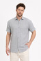 Men's Shirt - Muslin Waffle Checkered Collar Short Sleeve Shirt - 4045