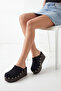 Bianca Rosetti Black Suede Women's Daily Staple Detailed Sabo Stylish Closed-Front Comfortable Slippers - 7