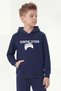 Hooded Kangaroo Pocket Sweatshirt for Boys with Print Detail - 3