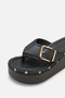 Flora Black Rustic Women's Daily Flip Flops with Buckle Detail and Padded Sole, Comfortable and Stylish - 5