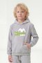 Hooded Kangaroo Pocket Sweatshirt for Boys with Print Detail - 2