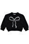 Girl's Black Shiny Bow Patterned Sequin Skirt 2-Piece Set - 5