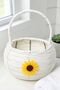 Samah Papatya Detailed Wicker Basket with Handles |   Round Decorative Basket
