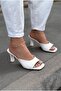 Arinor Heeled Slippers White Patent Leather - 5