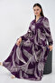 Women's Patterned Long Hijab Dress 1155 - Purple - 2