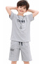 Boy's Think Written Necklace Detailed Shorts Set with Regular and Cargo Pockets in Gray Color - 3