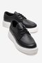 Mareon Black Skin Genuine Leather Lace-Up Women's Casual Shoes