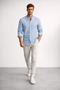 Men's Light Blue Judge Collar Linen Shirt - 3