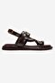 Fabiana Brown Genuine Leather Buckle Women's Flip-Flop Sandals - 4