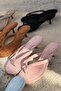 Arlene Heeled Flip Flops Pink Suede - 7