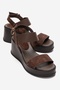 Lolanthe Brown Skin/Brown Suede Genuine Leather Women's Wedge Heeled Sandals