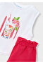 Printed Blouse and Shorts Two-Piece Set for Ages 4-10 - Red - 5