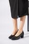 Lopena Knitted Detailed Women's Classic Heeled Shoes Black Skin - 3