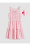 Pink Square Collar Bowknot Girls' Dress - 2