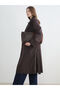 Giyçık Store Brown Double-Breasted Collared Belted Women's Trench Coat - 4
