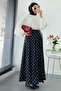 Vintage Polka Dot Patterned High Waist Flare Skirt - Black - 2