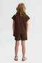 Girl's 4-8 Years Old Short Sleeve T-Shirt with Bow Detail and Pockets, Brown - 4