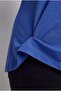 Women's Plus Size V-Neck Pocket Breathable Fabric Loose Blue Blouse - 5